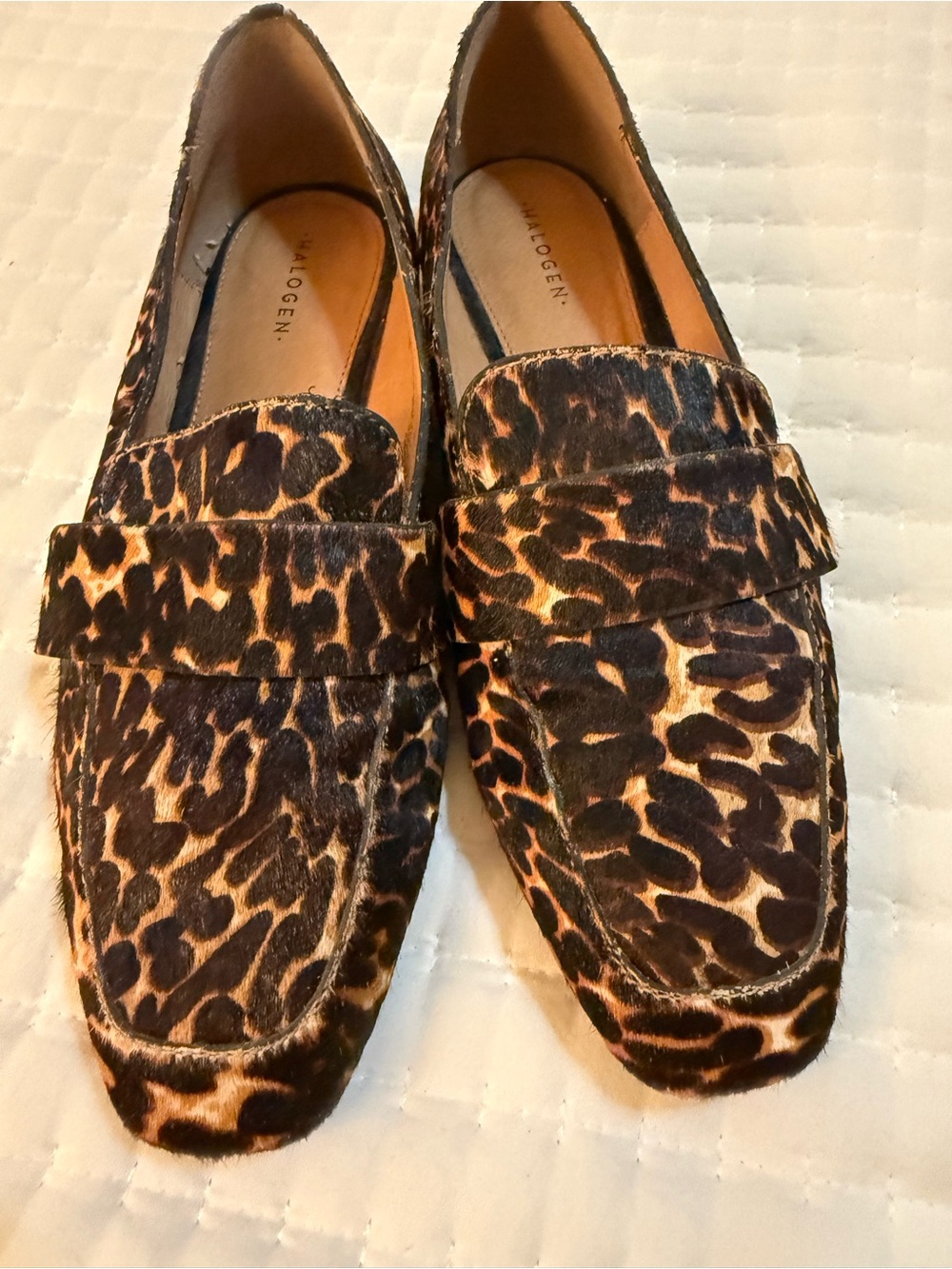Halogen Leopard Print Slip-On Loafers in Brown/Black size 7 - Picture 7 of 8